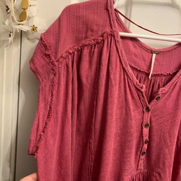 Free People Pink Aster Henley Top - Picture 5 of 8